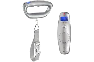 Smart Weigh Digital Portable Luggage Scale, 50kg /110lbs Capacity, with EZ Grip Handle, Travel Hanging Scale w/Strap, Bag Weight Gadget w/Tare Function for Suitcases, Batteries Included, Silver
