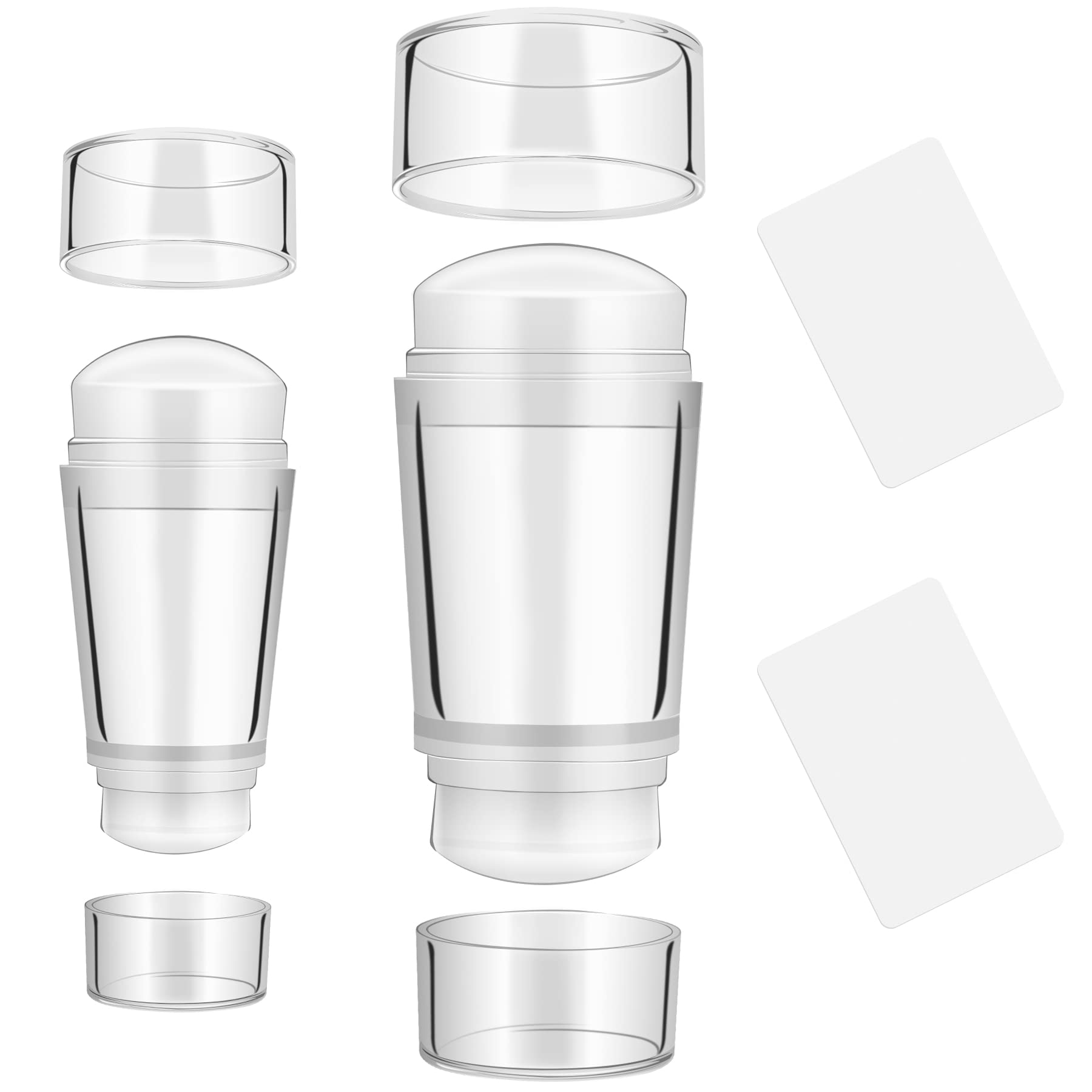 JUNEBRUSH 2 Set Double Sided Nail Art Stamper Clear Silicone Nails Stamping Jelly with Scraper DIY Manicure Nail Art Tool (Double head)