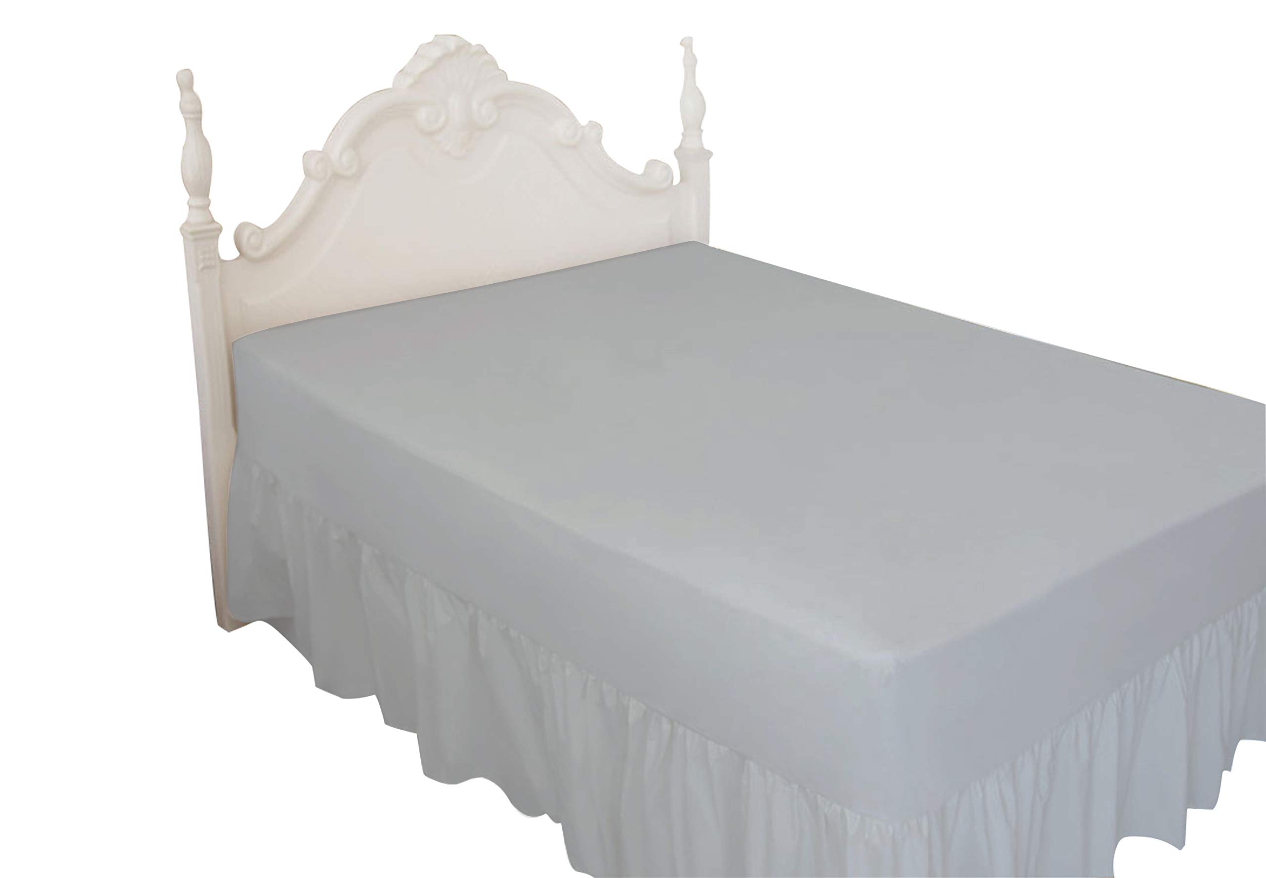 LUXURY PERCALE 200 THREAD COUNT EXTRA DEEP FITTED VALANCE SHEET (Silver, King)