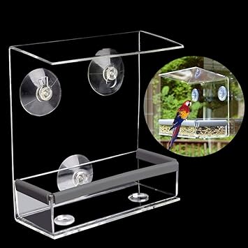 Johnnybui Clear Window Bird Feeder Feeding Squirrel Birdhouse