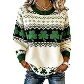 Women's St. Patrick's Day Knitted Sweater Shamrock St. Patrick's Day Top
