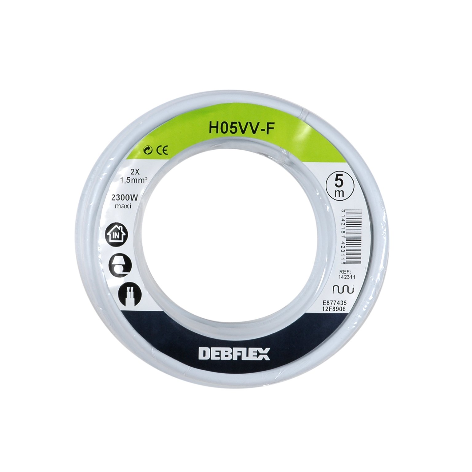 Debflex 142311 Cable Reel HO5VV-F 2 x 1.5 5 m White