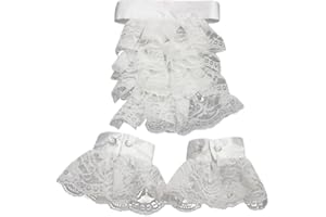 Victorian Lace Jabot and Cuffs Set Pirate Costume Colonial Lace Collar Fake Sleeve Steampunk Clothing Accessories for Hallowe