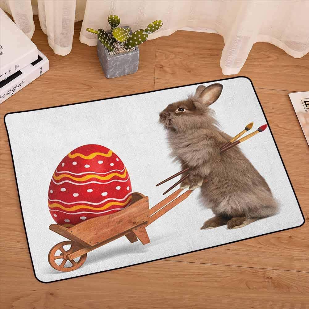 Easter Floor Mat Rug Easter Rabbit with Brushes and a