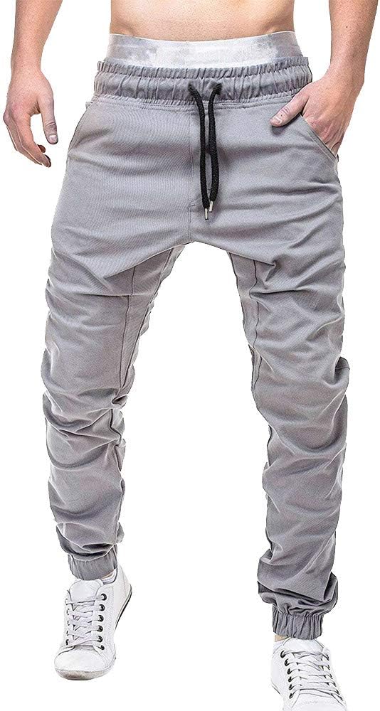 ANJUNIE Men's Athletic Skinny Track Pants Open Bottom Sweatpants Slacks Casual Elastic Trousers