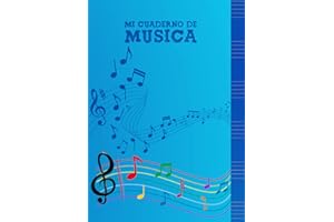 Cuaderno de musica pentagrama para niños: Libreta A4 de musica pautada con 6 pentagramas grandes por página, pauta ancha, para composición y notación ... infantil, 100 paginas. Azul (Spanish Edition)