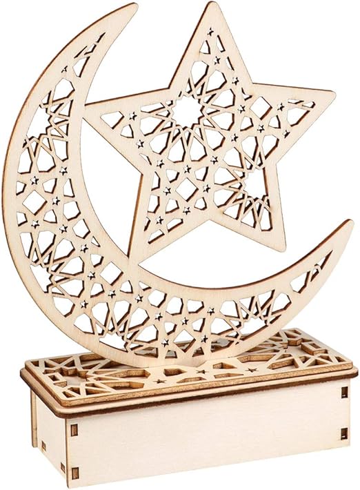 PRETYZOOM Eid Mubarak Craft LED Ornaments Ramadan Lesser