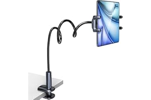 Uniwit Tablet Stand Holder for Bed,Table-Flexible Adjustable Long Gooseneck Arm Tablet Mount Clamp Compatible with Mobile Phone/iPhone/iPad/Galaxy Tab/Kindle Fire/or Other 4.7-12.9" Devices.
