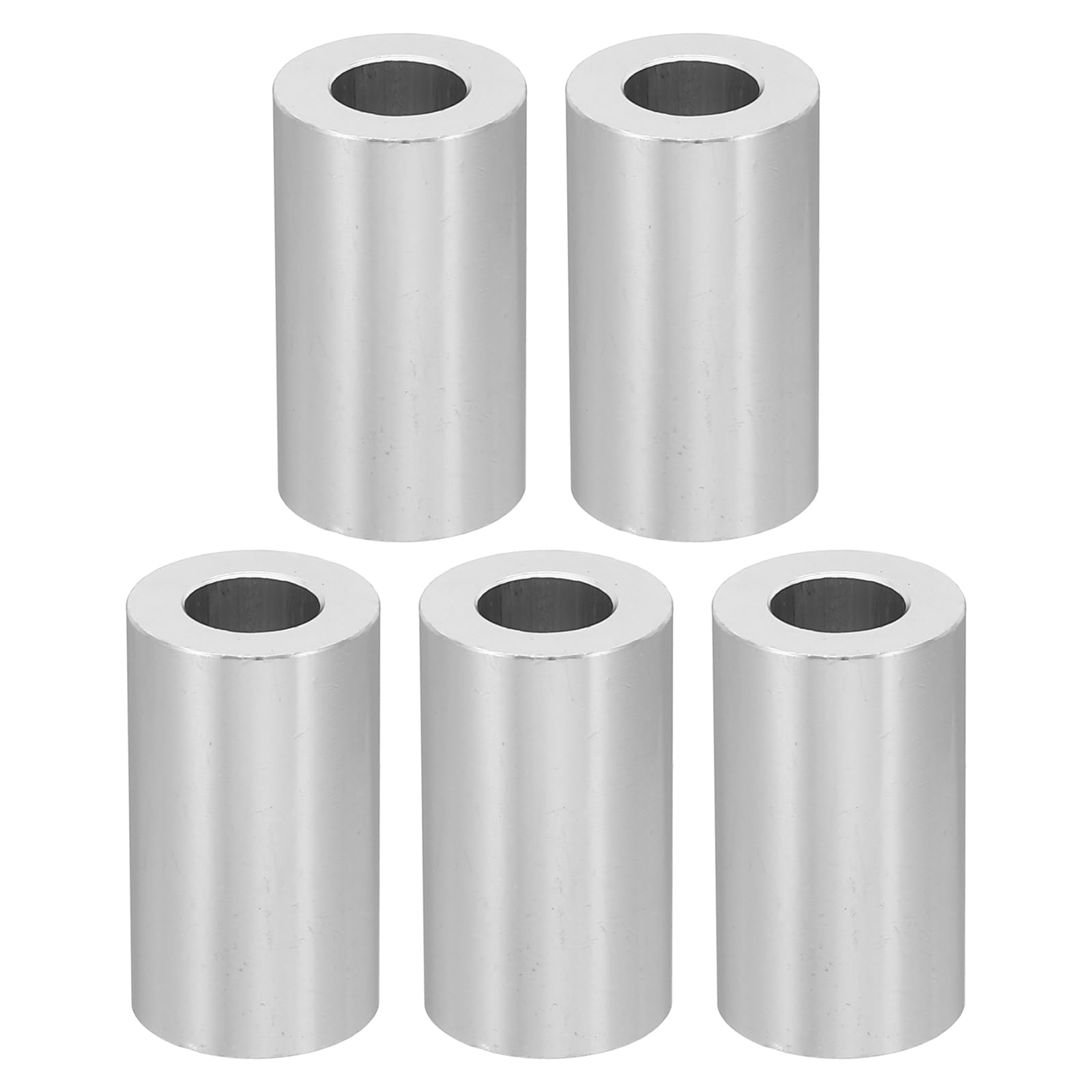 PATIKIL M10 Aluminum Spacers, 5 Pcs Metal Spacer Aluminum M10 X3/4"OD X1-5/16"L Aluminum Spacer Screw Standoff Round for 3/8" or M10 Screw Bolts, Silvery