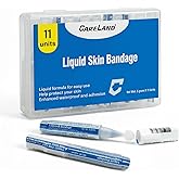 Careland Waterproof Liquid Bandage &amp; Skin Glue for Wound Closure, 11ct | Waterproof 3-5d skin glue for cracks, blisters, hangnails &amp; paper cuts. Sting-free easy-snap sealant in portable hard case.