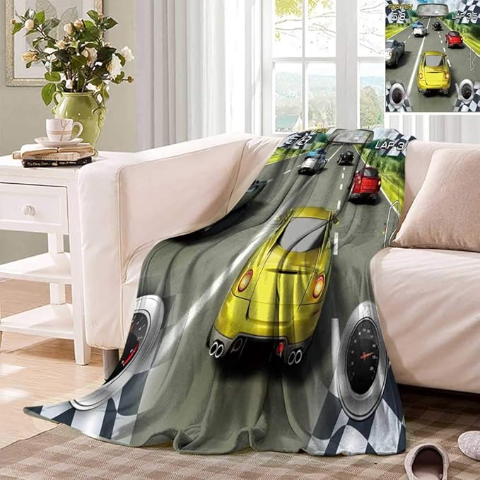 Cars Travel Throw Blanket Sports Theme Strong Engine