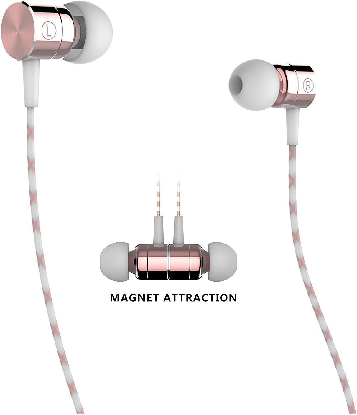 Earbud,TRONOE Sport HIFI In-Ear Earbuds Heaphones Headset Earphones with 3.5mm Metal Housing Magnetic Best Wired Bass Stereo Headset Built-in Mic/Hands-free/Volume Control. (Pink)