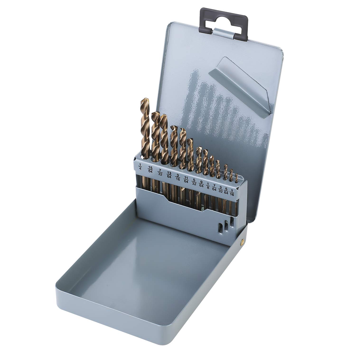 Photo 1 of 1/16"-1/4" Cobalt Drill Bits Set 13Pcs - BAIDETS M35 1/16-1/4 Inch HSS Metal Twist Drill Bits Set for Hard Metal, Stainless Steel, Cast Iron, Plastic, Wood, Other Materials