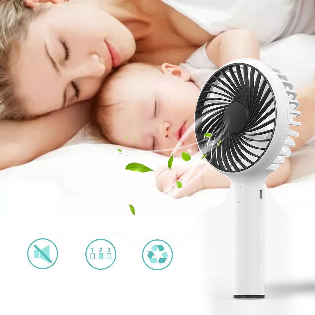 YKMY Mini Ventilador portátil de Mano con batería, Ventilador de refrigeración eléctrico, Ventilador Personal para el hogar, Oficina, Viajes al Aire Libre