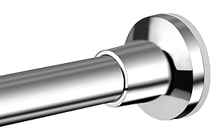 WIDYANA Shower Curtain Rod Silver, 44-75 Inch Tension No Drill Spring Rust-Resistance Adjustable Curtain Rod for Bathroom Shower Stall, RV, Windows, Closet, Polished Stainless Steel, Anti-Slip, No Drilling