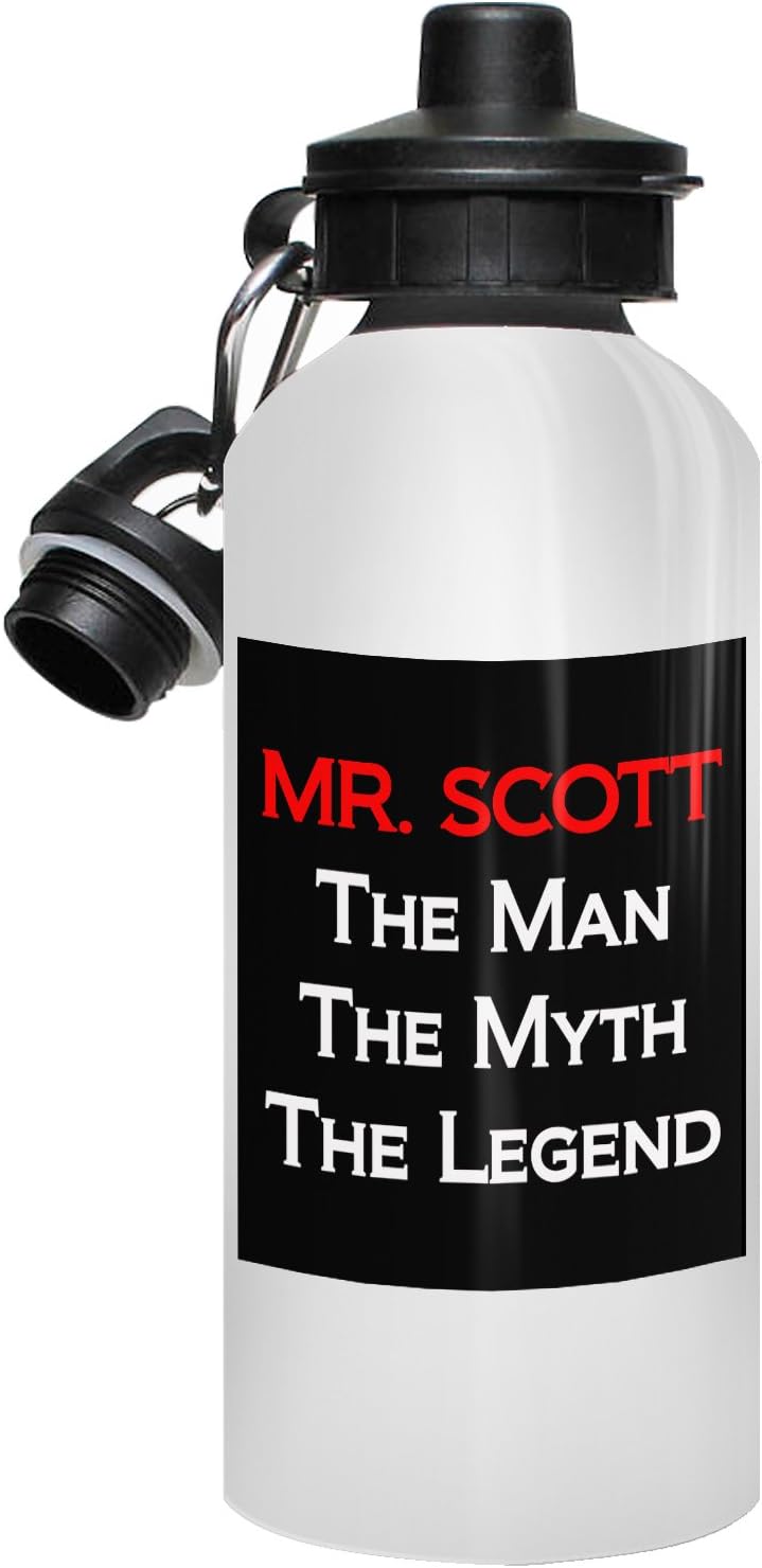 Mr. Scott Water Bottle, Personalised Gift, The Man the Myth The Legend - Red