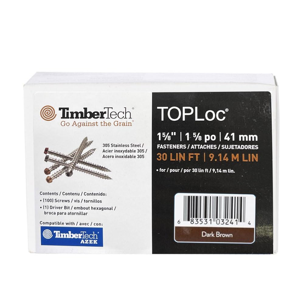 Photo 1 of 1-5/8? TimberTech TOPLoc Stainless Steel Screws – Dark Brown (30 ln/ft)