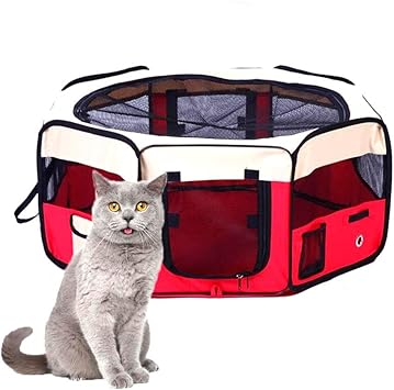 Amazon Jlxl プレイサークル ペットテント 犬 猫 防水オックスフォード布 折りたたみサークル メッシュサークル 八角形ペットサークル Color Red Size S Jlxl サークル プレイサークル 通販