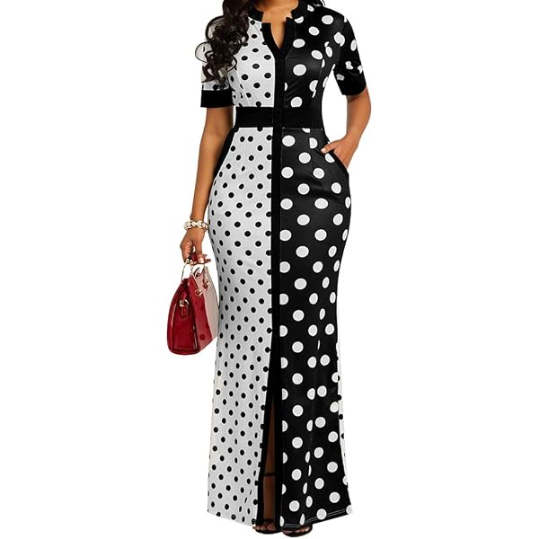 amazon black and white polka dot dress Women Summer Midi Shirts Dress Short Sleeves Black and White Polka Dot Daily Casual Female A-line Dresses,WhiteS at Amazon Women's Clothing store