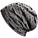 DJT Unisex Slouch Beanie Hat in Vintage Ripped Design Grey
