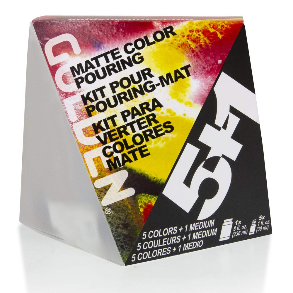 Golden Color Pouring Set, 5 Fluid Acrylic colors and 1 Matte Pouring Medium (973-0)