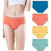 wirarpa Women's Underwear Cotton Mid Waisted Ladies Panties Full Coverage Briefs 4 Pack (Regular & Plus Size)