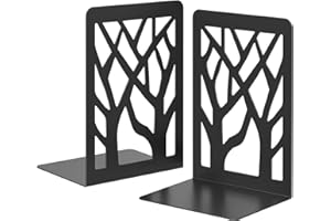 SONNLYH Black Metal Bookends, 1 Pairs Book Ends for Shelves, Book Stopper for Family, Office and School, Heavy Duty Book End, 4.7 x 3.6 x 7 Inch
