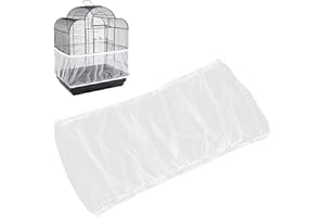 Kettion Bird Cage Seed Catcher, Adjustable Nylon Mesh Net Cover, Soft Airy Cage Net Stretchy Skirt for Parrot Round Square Ca
