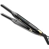 Mvxitanny Pencil Flat Iron 3/10'' Small Flat Irons for Short Hair,Pixie Cut & Bangs,Hair Straightener for Edge with LED Display,Travel Mini Hair Straightener with Dual Voltage,Auto Shut Off（Black）