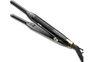 Mvxitanny Pencil Flat Iron 3/10'' Small Flat Irons for Short Hair,Pixie Cut & Bangs,Hair Straightener for Edge with LED Display,Travel Mini Hair Straightener with Dual Voltage,Auto Shut Off（Black）