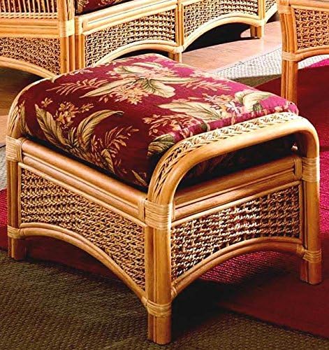 Wicker Ottoman with Cushion (Husk Hunter (All Weather))