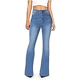 AMRSPENG Women's Black Bell Bottom Jeans: High Waist Flare Bootcut Stretch Slimming Jeans for Women