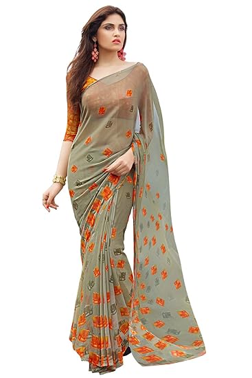 Shaily Multi Color Printed Designer Saree With Blouse Piece