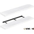 QEEIG Bathroom Shelves 48 inches Long Wall Shelf Large Extra Long 48 x 9 inch Set of 2, White (008-120W)