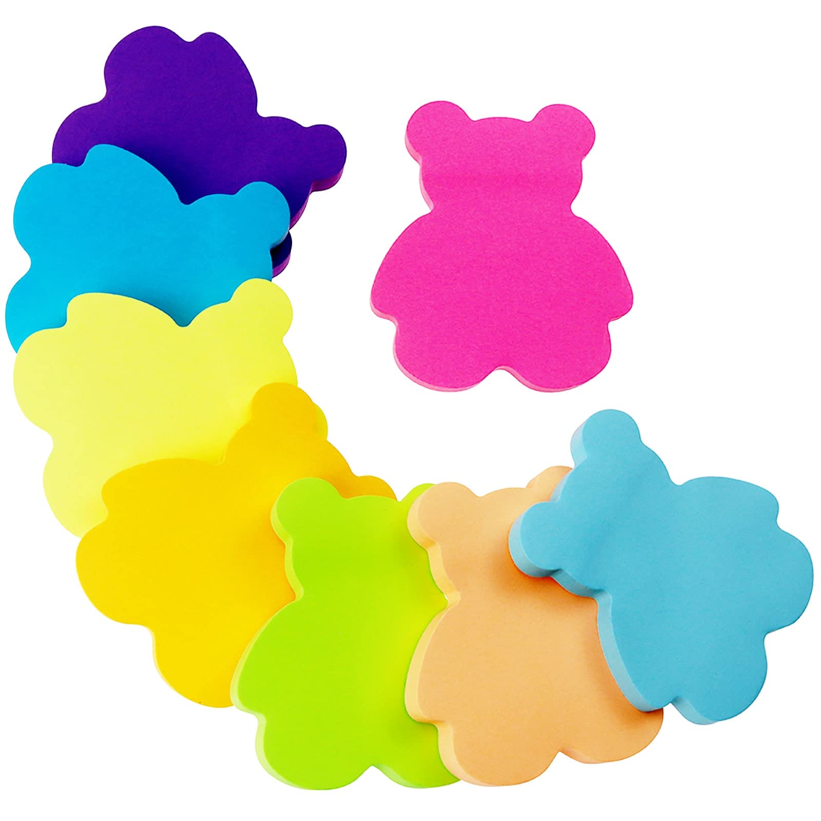 dogmoon Sticky Notes, 560Sheets 8 Colors Bear Shape Self Sticky Notes Pad, Bright Post Stickies, Super Sticky Notes Pad, Colour Sticky Notes for Office Home School Meeting(70mmx70mm)