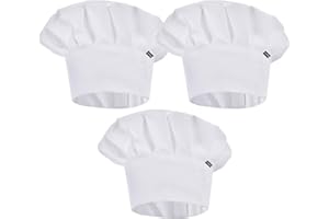 ESHATO Kids Chef Hat, Adjustable Elastic Cotton Cooking Cap for Children
