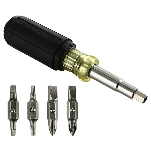 HARVET 8 in 1 Multifunction Screwdriver Industrial Strength Bits, Cushion Grip Handle