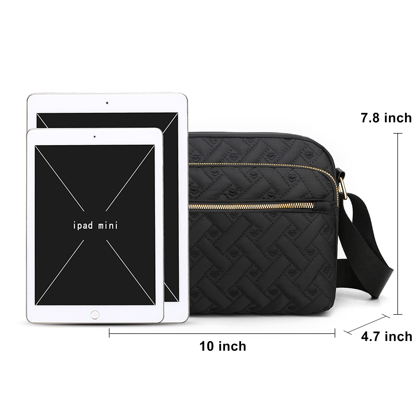 Medium Nylon Crossbody Bags for Women Trendy Crossbody Purses Travel Large Cross Body Bag Quilted Purse