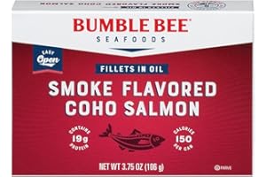 Bumble Bee Smoke Flavored Red Coho Salmon Fillets in Oil, 3.75 oz (Pack of 1) - 19g Protein - Skinless, Boneless - Great for Snacks & Recipes - Gluten Free
