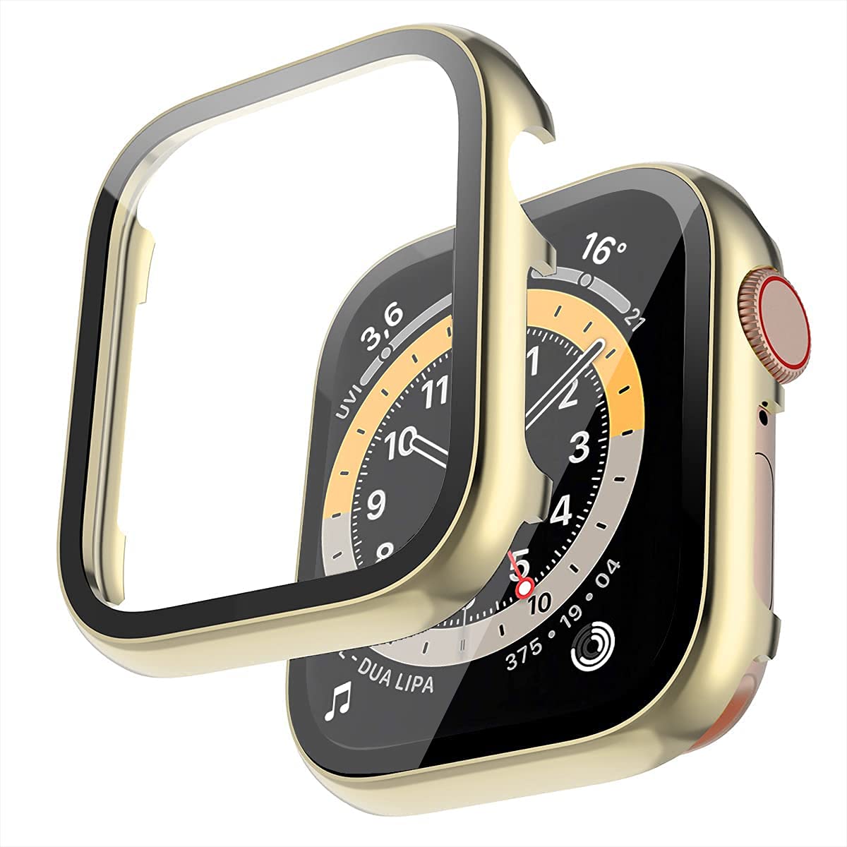 Miimall Case Compatible with Apple Watch SE Series 6/5/4 40mm Screen Protector, Smooth Metal Frame Protective Case with HD Tempered Glass Film All-Round Protective Cover for iWatch 40mm, Gold