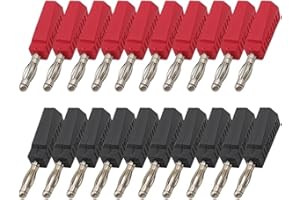 20Pcs/lot Red and Black 4mm Banana Connector Stackable Solder Type Test Plugs Banana Male Connectors Adapter