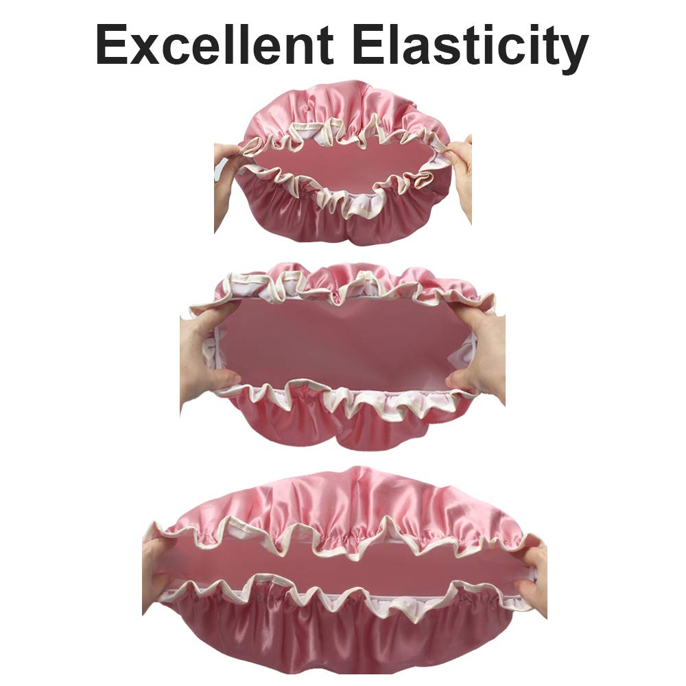 STURME 30cm Large Shower Cap Fit All Double-Layer Waterproof Bath Cap Stylish Design Perfect for Women and Girls Pack of 3