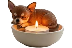 jojnsha Unique Handcraft Dog Shaped Light Candle Holders Resin Materials Portable Size Home Ambiances
