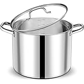 P&P CHEF 16 QT Stock Pot with Lid, Stainless Steel Large Cooking Pot, Soup Canning Stockpot for Stewing Simmering, Tri-ply Bottom for All Stoves, Heavy-Duty &Dishwasher Safe & Food-Grade