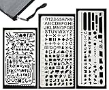 Gimars All Metal Easy to Draw Large Cut Hole Metal Bullet Journal Stencil Set Planner Stencil with Pouch for Journaling, Scrapbooking, Card and Art Projects