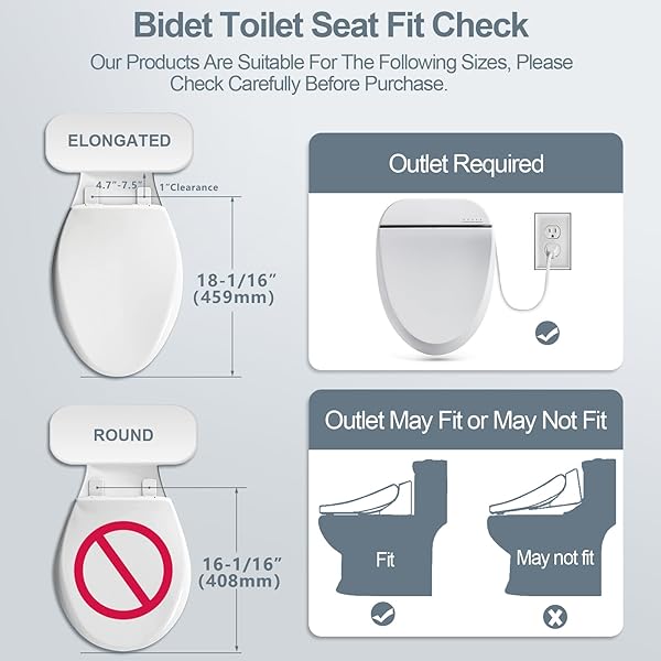 ZMJH BIDET TOILET SEAT, ELECTRIC SMART HEATED SEAT WITH SLOW CLOSES, VORTEX WASH, WARM DRYER, REAR AND FRONT WASH, WARM WATER, REMOTE CONTROL, AND NIGHT LIGHT, WHITE, A102S-W (ELONGATED)