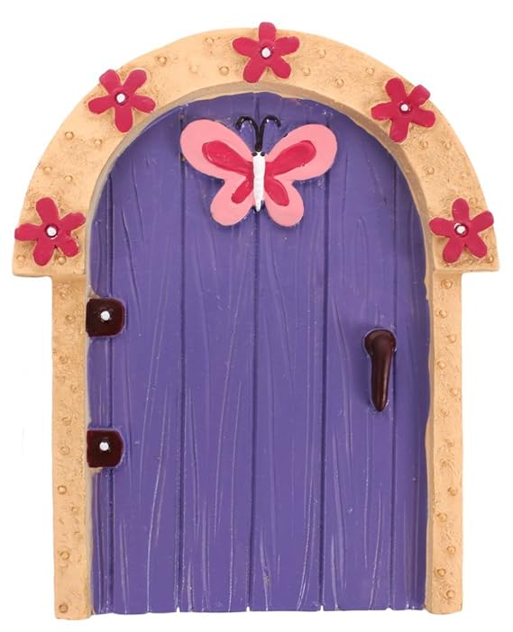 Jones Home und Geschenk Lila Fairy Tür mit Pink Butterfly, Mehrfarbig