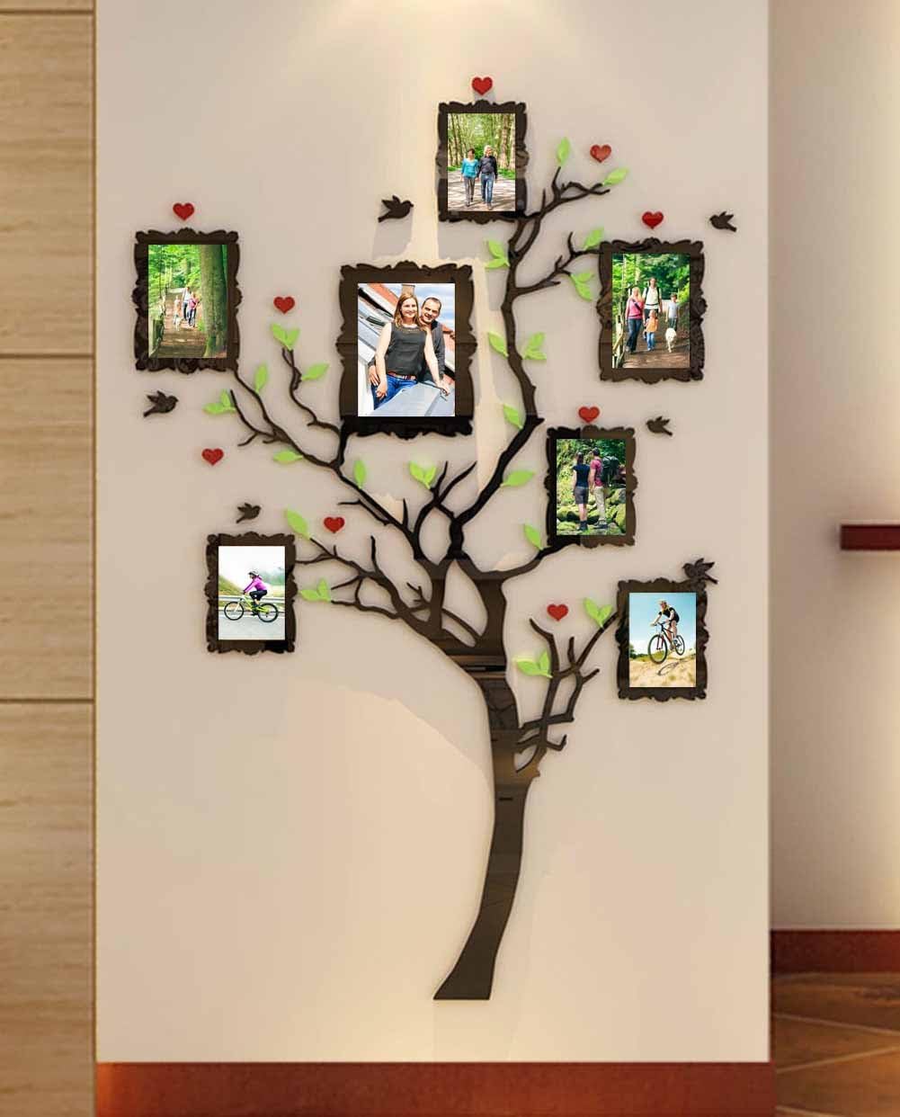 Acrylic Wall Stickers, 3D Crystal Wall Decals- Family Tree with Frames (Small)