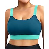 Daci Women Plus Size Sports Bra Bikini Top Only Push Up Scoop Neck Swim Top Full Coverage Bathing Suit for Large Bust