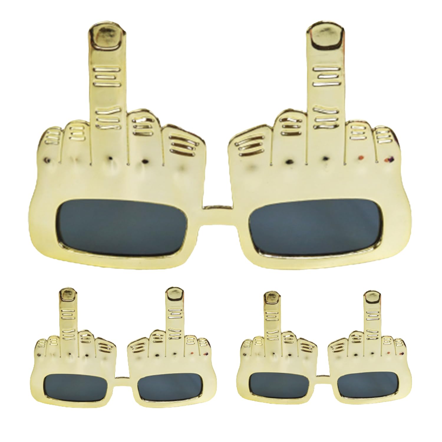 HAICN 3Pieces Sunglasses with Finger Halloween Middle Finger Novelty Funny Eyeglasses Accessories Masquerade Party Props for Adult Kids